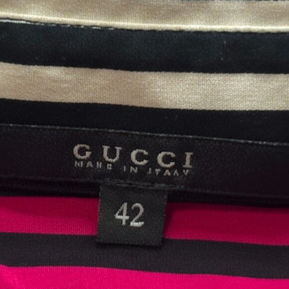 Vintage Gucci Silk Button Down Shirt - U.S. 6 - Pink/Black Stripe - Like New - Picture 2 of 15
